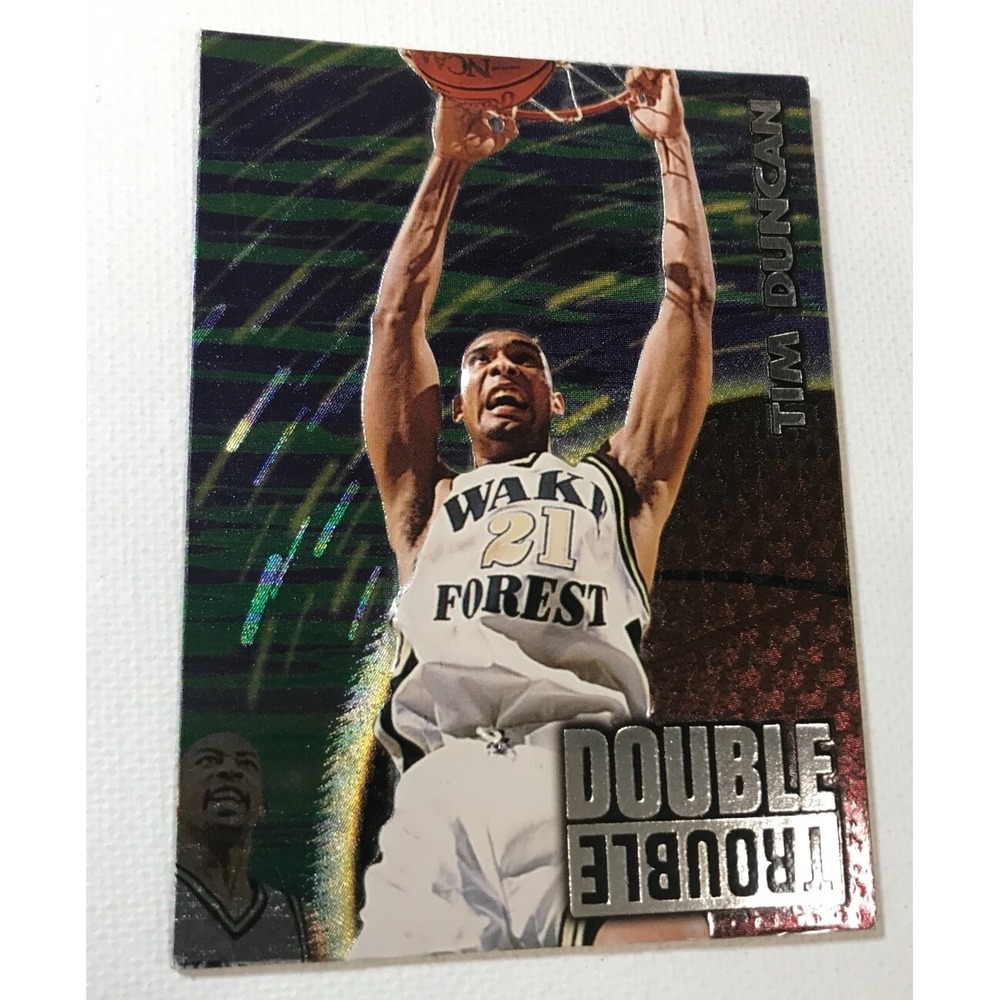 1997 Wheels Rookie Thunder Doule Trouble Card #DT1 Tim Duncan/Keith Van Horn